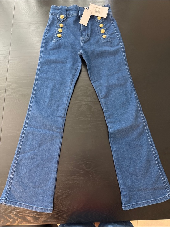 10 Crosby Derek Lam Denim - Derek Lam - High-Rise Denim Flare Jeans with Decorative Gold Buttons - Blue